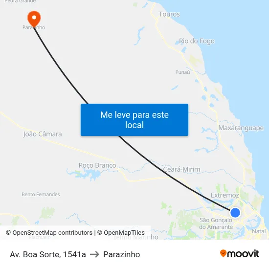 Av. Boa Sorte, 1541a to Parazinho map
