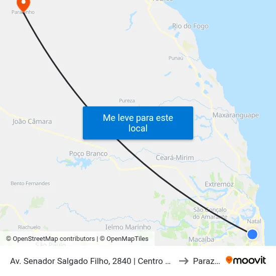 Av. Senador Salgado Filho, 2840 | Centro Administrativo 1 to Parazinho map