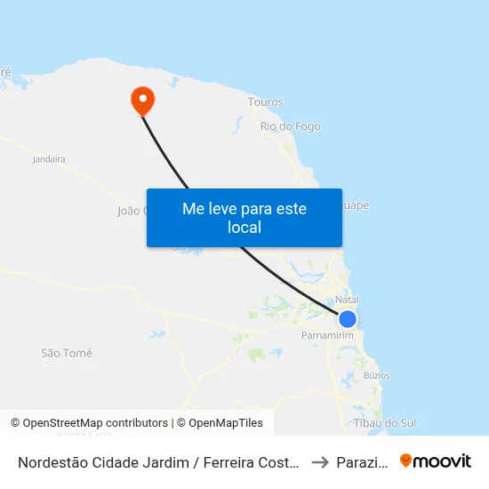 Nordestão Cidade Jardim / Ferreira Costa - Urbano to Parazinho map