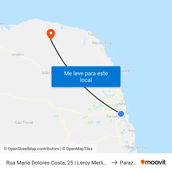 Rua Maria Dolores Costa, 25 | Leroy Merlin / Ápice Motel to Parazinho map