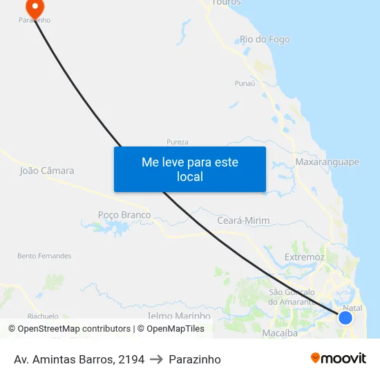Av. Amintas Barros, 2194 to Parazinho map