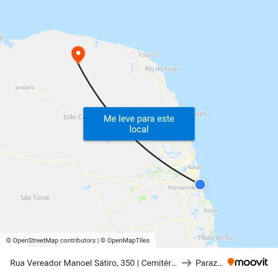 Rua Vereador Manoel Sátiro, 350 | Cemitério De Ponta Negra to Parazinho map