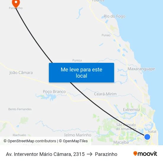 Av. Interventor Mário Câmara, 2315 to Parazinho map