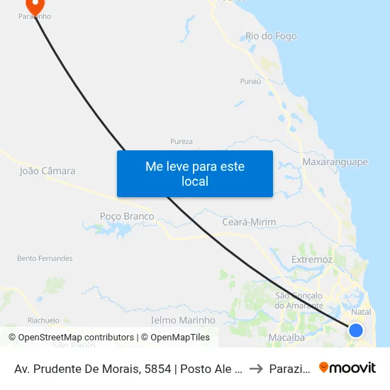 Av. Prudente De Morais, 5854 | Posto Ale Candelária to Parazinho map