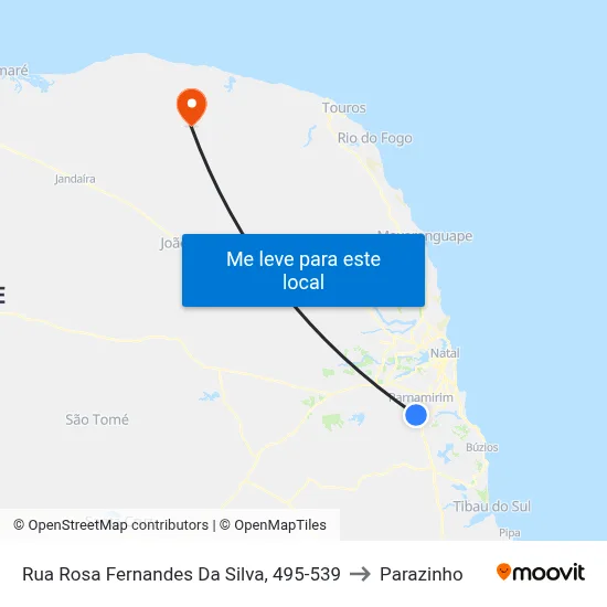 Rua Rosa Fernandes Da Silva, 495-539 to Parazinho map