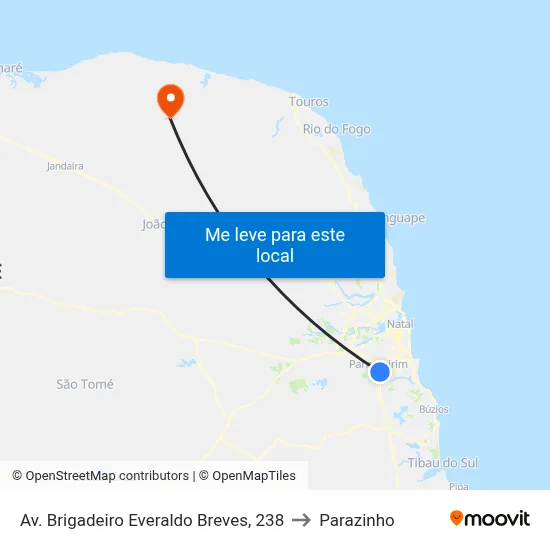 Av. Brigadeiro Everaldo Breves, 238 to Parazinho map