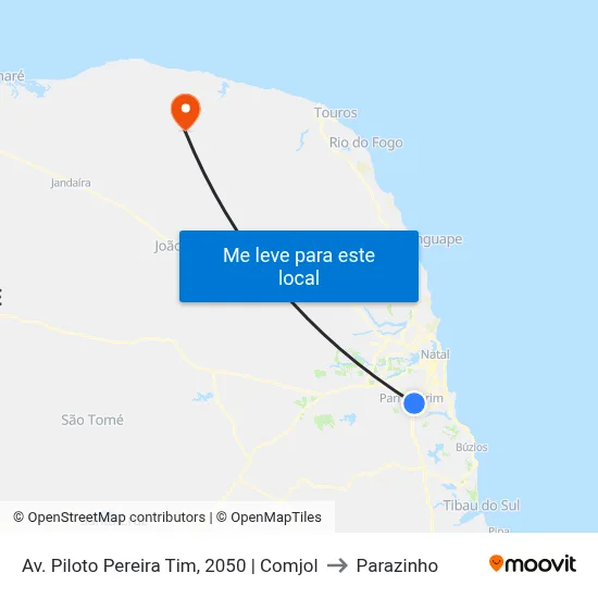 Av. Piloto Pereira Tim, 2050 | Comjol to Parazinho map