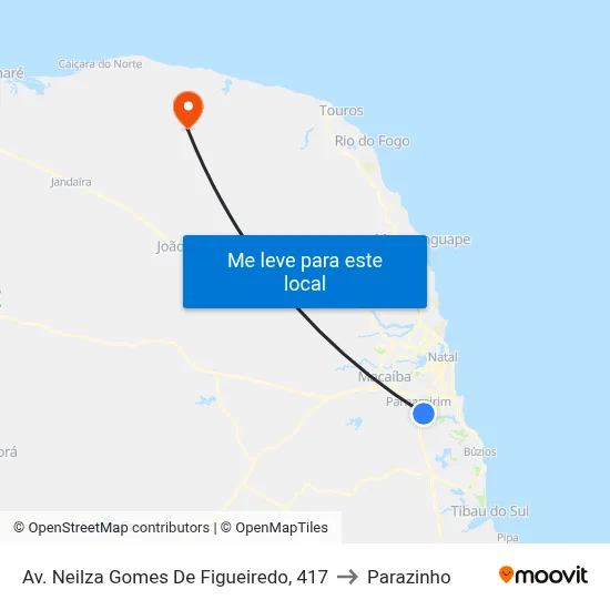 Av. Neilza Gomes De Figueiredo, 417 to Parazinho map
