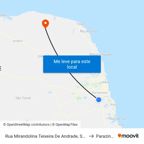 Rua Mirandolina Teixeira De Andrade, S/N to Parazinho map