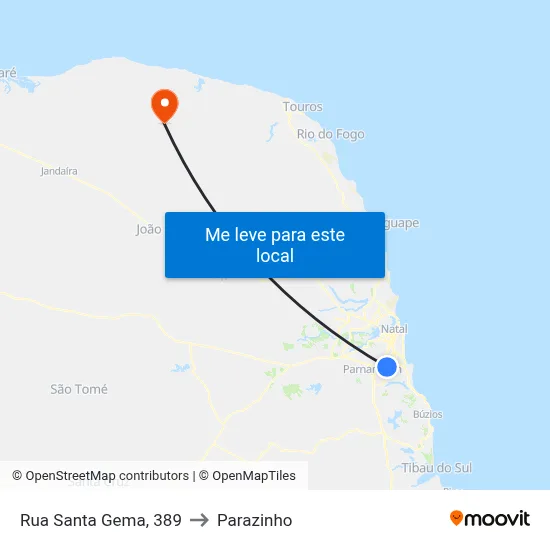 Rua Santa Gema, 389 to Parazinho map