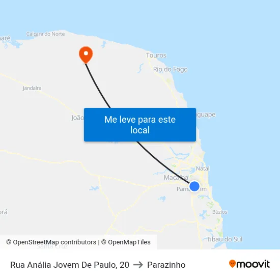 Rua Anália Jovem De Paulo, 20 to Parazinho map