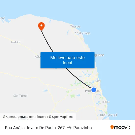 Rua Anália Jovem De Paulo, 267 to Parazinho map