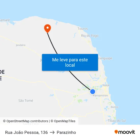 Rua João Pessoa, 136 to Parazinho map