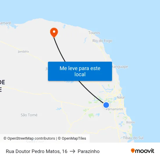 Rua Doutor Pedro Matos, 16 to Parazinho map