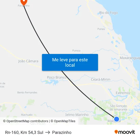 Rn-160, Km 54,3 Sul to Parazinho map