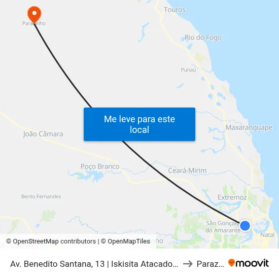 Av. Benedito Santana, 13 | Iskisita Atacado / Nordestão Igapó to Parazinho map