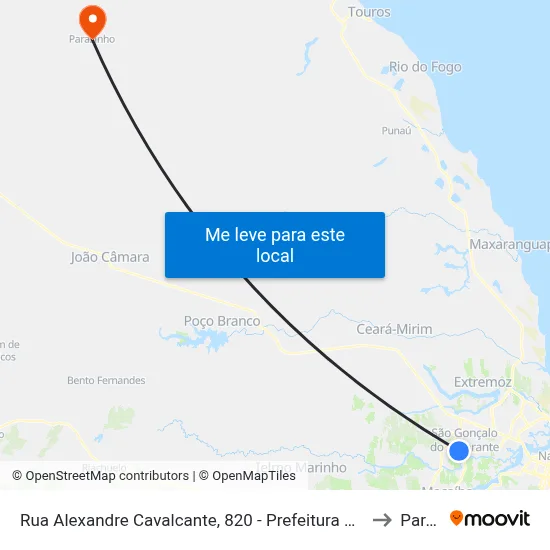 Rua Alexandre Cavalcante, 820 - Prefeitura Municipal De São Gonçalo Do Amarante to Parazinho map