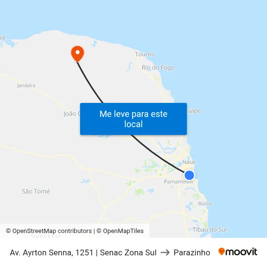 Av. Ayrton Senna, 1251 | Senac Zona Sul to Parazinho map