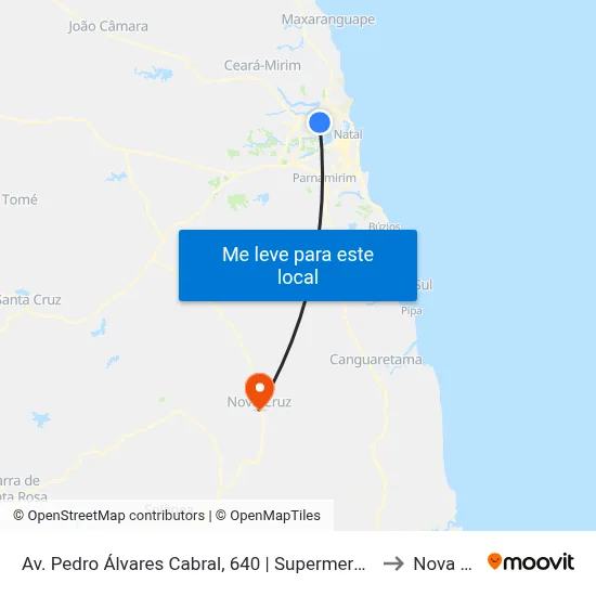 Av. Pedro Álvares Cabral, 640 | Supermercado Renascer to Nova Cruz map