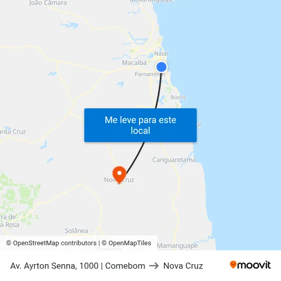 Av. Ayrton Senna, 1000 | Comebom to Nova Cruz map