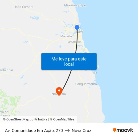 Av. Comunidade Em Ação, 270 to Nova Cruz map