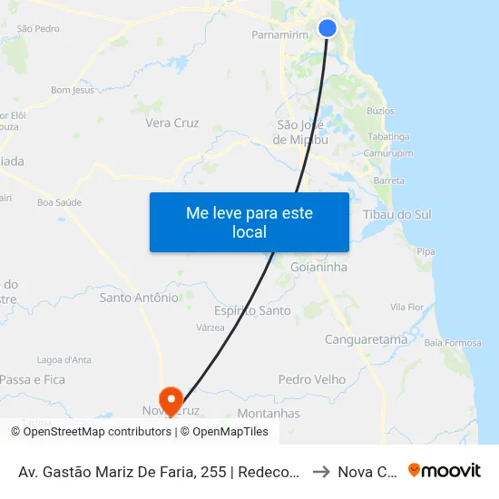 Av. Gastão Mariz De Faria, 255 | Redecon Recal to Nova Cruz map