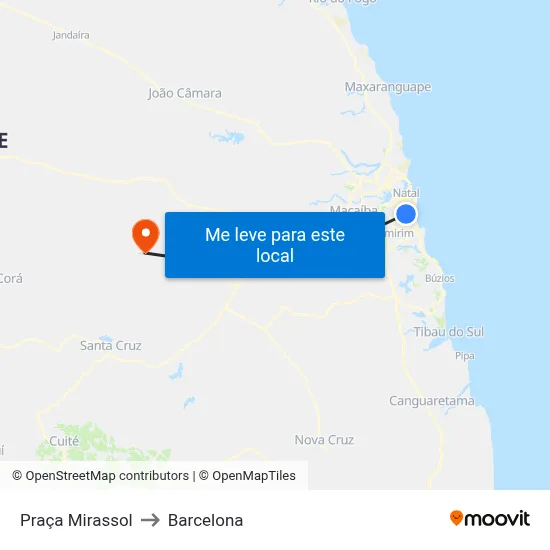 Praça Mirassol to Barcelona map