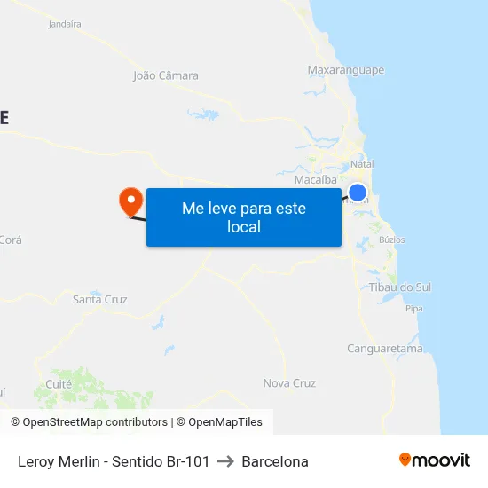 Leroy Merlin - Sentido Br-101 to Barcelona map