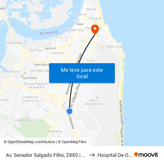Av. Senador Salgado Filho, 2880 | Centro Administrativo 3 to Hospital De Olhos Do Rn map