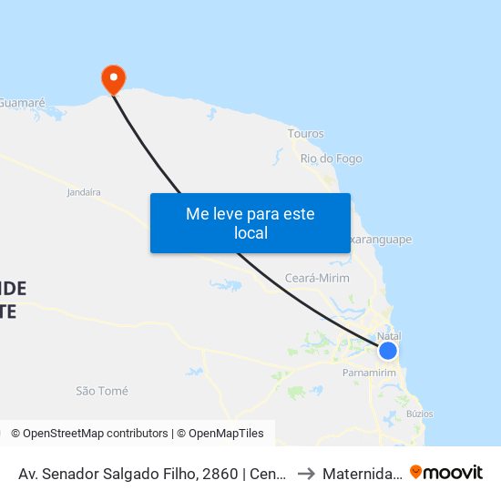 Av. Senador Salgado Filho, 2860 | Centro Administrativo 2 - Intermunicipal to Maternidade Hospital map