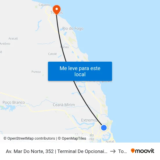 Av. Mar Do Norte, 352 | Terminal De Opcionais Do Parque Das Dunas to Touros map