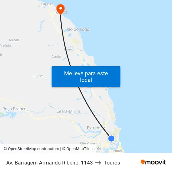 Av. Barragem Armando Ribeiro, 1143 to Touros map
