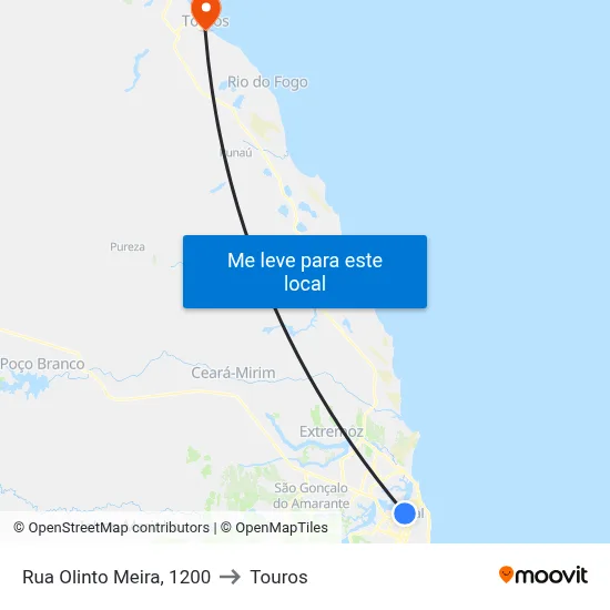 Rua Olinto Meira, 1200 to Touros map