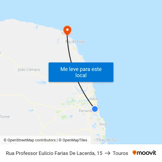 Rua Professor Eulício Farias De Lacerda, 15 to Touros map