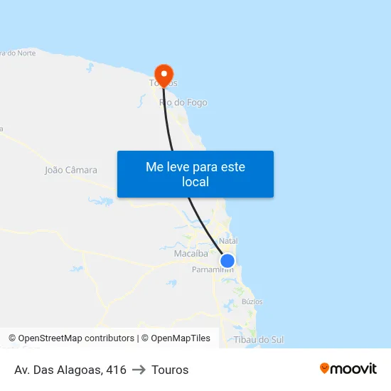 Av. Das Alagoas, 416 to Touros map