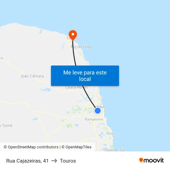 Rua Cajazeiras, 41 to Touros map