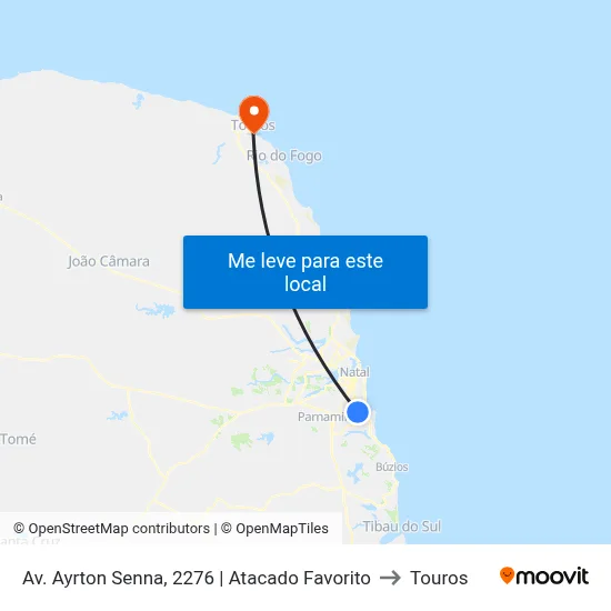 Av. Ayrton Senna, 2276 | Atacado Favorito to Touros map