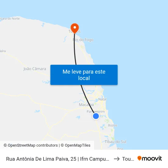 Rua Antônia De Lima Paiva, 25 | Ifrn Campus Parnamirim to Touros map