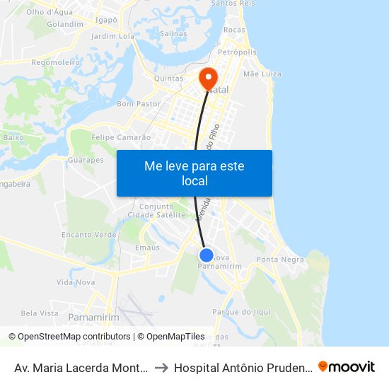 Av. Maria Lacerda Montenegro, 401 to Hospital Antônio Prudente - Hapvida map