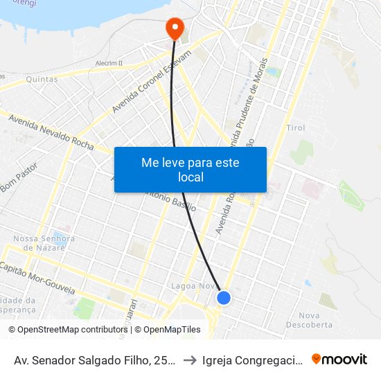 Av. Senador Salgado Filho, 2525 | Igreja Universal to Igreja Congregacional de Natal map