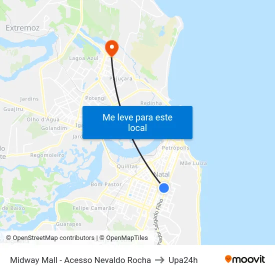 Midway Mall - Acesso Nevaldo Rocha to Upa24h map