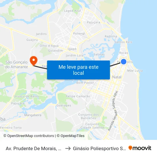 Av. Prudente De Morais, 137 | Praça Cívica / Ibge to Ginásio Poliesportivo Senador Luiz De Barros map