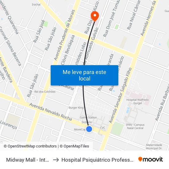 Midway Mall - Intermunicipal to Hospital Psiquiátrico Professor Severino Lopes map