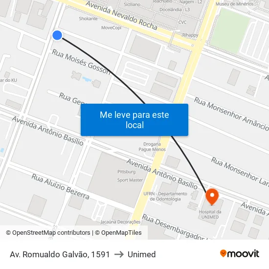 Av. Romualdo Galvão, 1591 to Unimed map