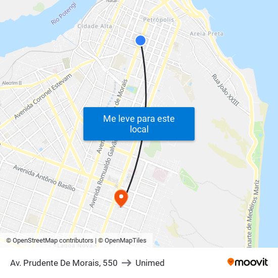 Av. Prudente De Morais, 550 to Unimed map