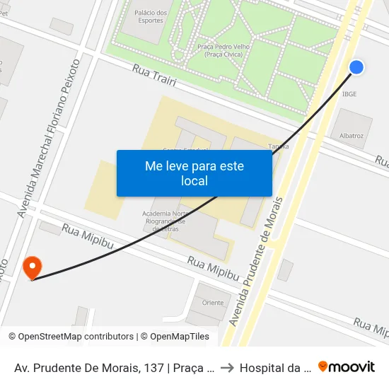 Av. Prudente De Morais, 137 | Praça Cívica / Ibge to Hospital da Visão map