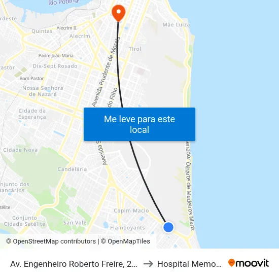 Av. Engenheiro Roberto Freire, 2635 to Hospital Memorial map