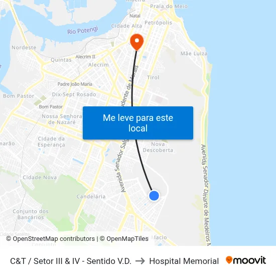 C&T / Setor III & IV - Sentido V.D. to Hospital Memorial map