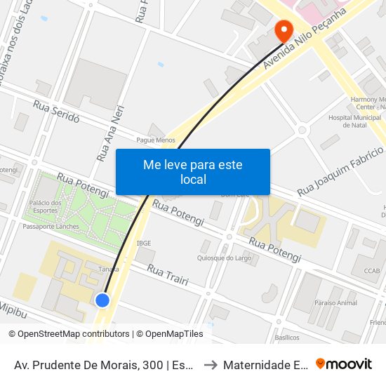 Av. Prudente De Morais, 300 | Escola Estadual Anísio Teixeira / Praça Cívica to Maternidade Escola Januário Cicco map