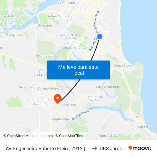 Av. Engenheiro Roberto Freire, 2912 | Ferreira Costa Home Center to UBS Jardim Planalto map